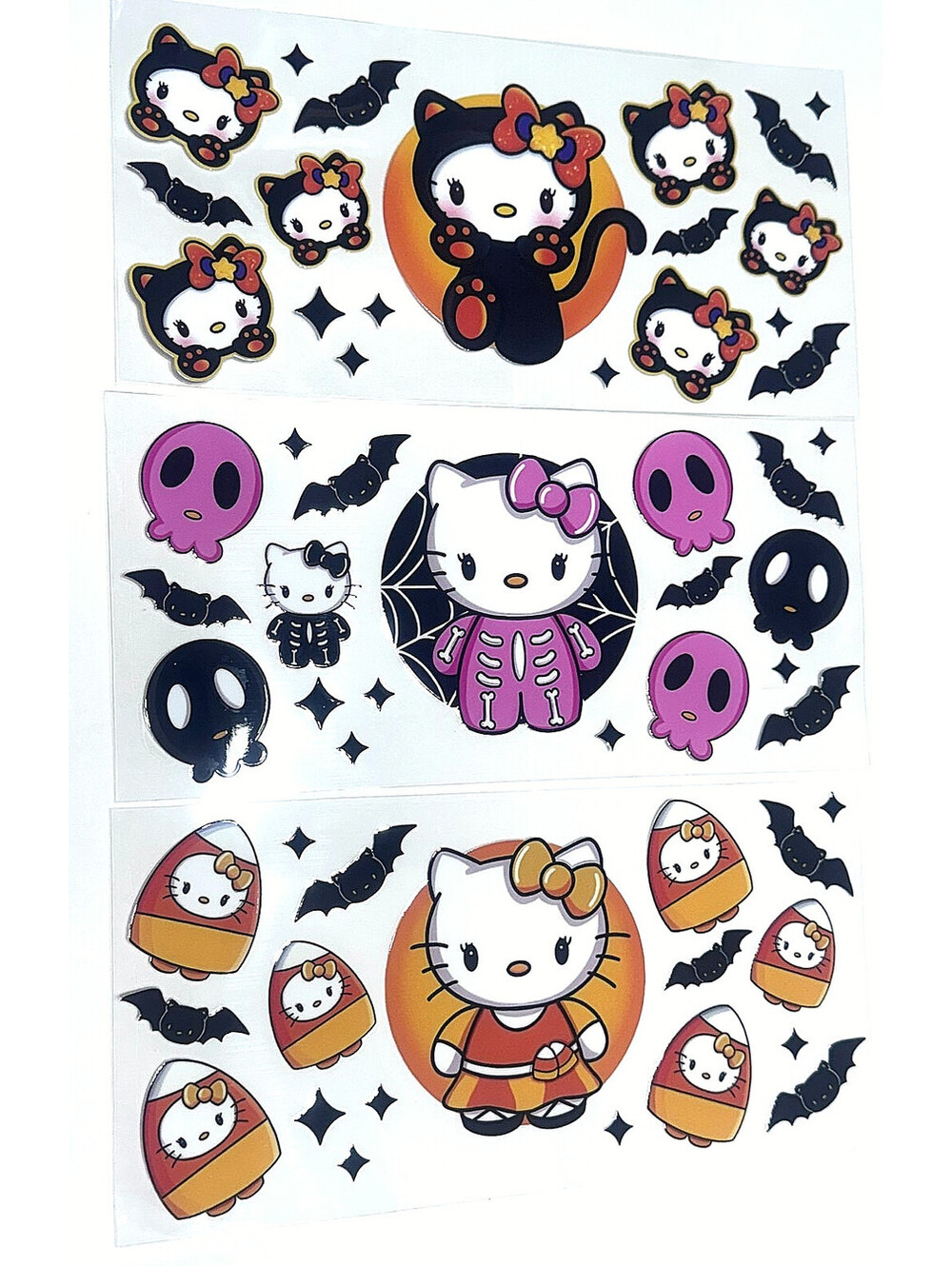 3 Cup Wraps Hello Kitty Halloween Sanrio UV DTF Assorted Set for 16 oz Cups